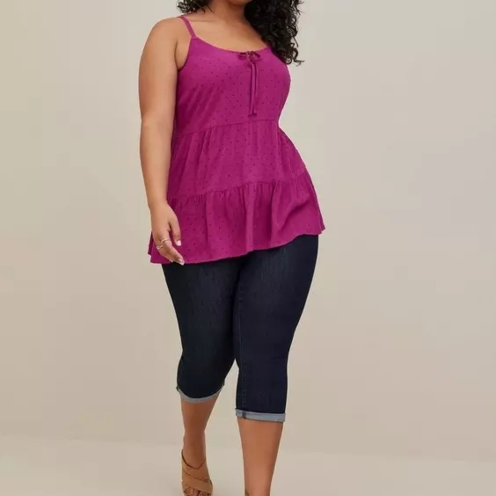 Torrid Pink Swiss Dot Tiered Cami Top Size 2 image 4
